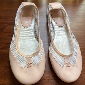 CHANEL Women's Blush and Cream Mesh Flats